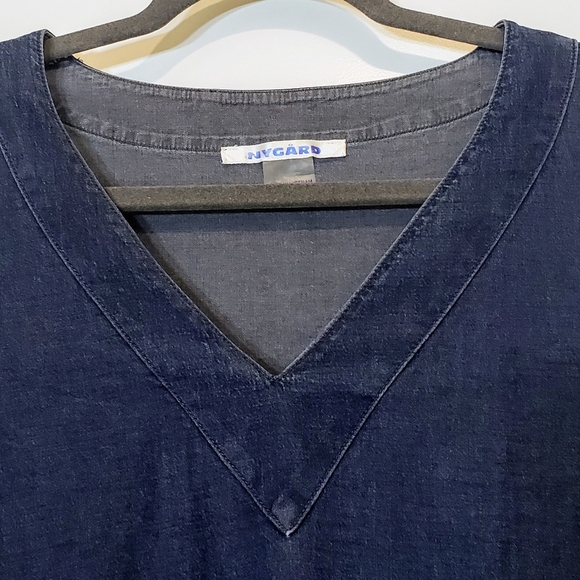 NYGARD Lyocell Chambray Denim V Neck Tunic Stretch Bell Sleeves Size Med… - Picture 3 of 11